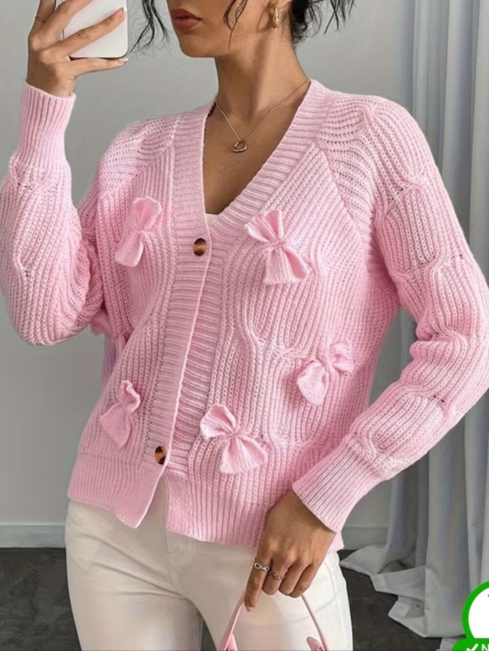 Pink Bow Coquette Romantic Cardigan